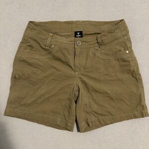 Kuhl Splash 5.5 Chino Shorts Low Rise Flat Front Stretch Green Womens Size 8